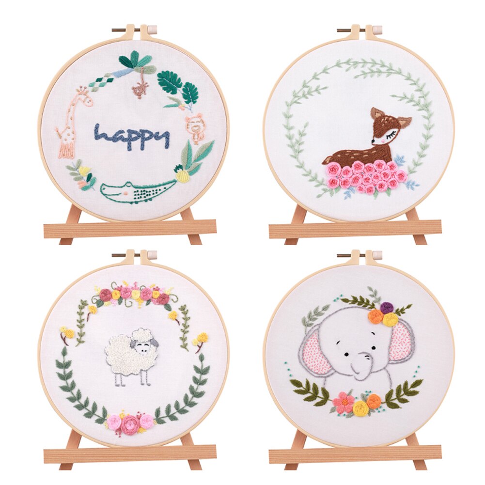 Hand-Embroidered Sets Of DIY Cartoon Style Crafts With Pattern Instructions For Beginners To Learn Easily