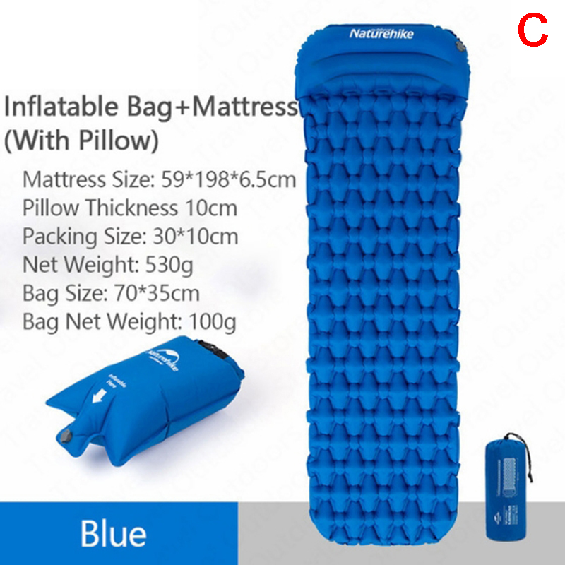 Nylon inflatable camping mat bed inflatable air mattress sleeping pad nature hike: BBL