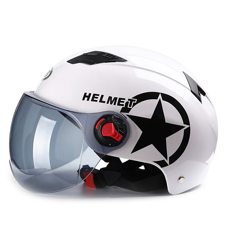 3/4 Open Face Helmet Motorcycle Half Face Helmet Unisex Bike Motorcycle Scooter Head Protector Sunscreen Lens Anti UV Helmets: White