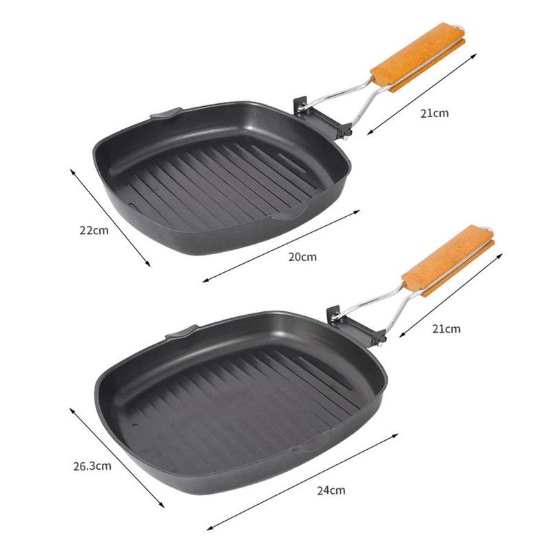 Sartén plegable portátil para Picnic al aire libre, utensilios de cocina antiadherentes de hierro ultraligero negro, utensilios de Camping