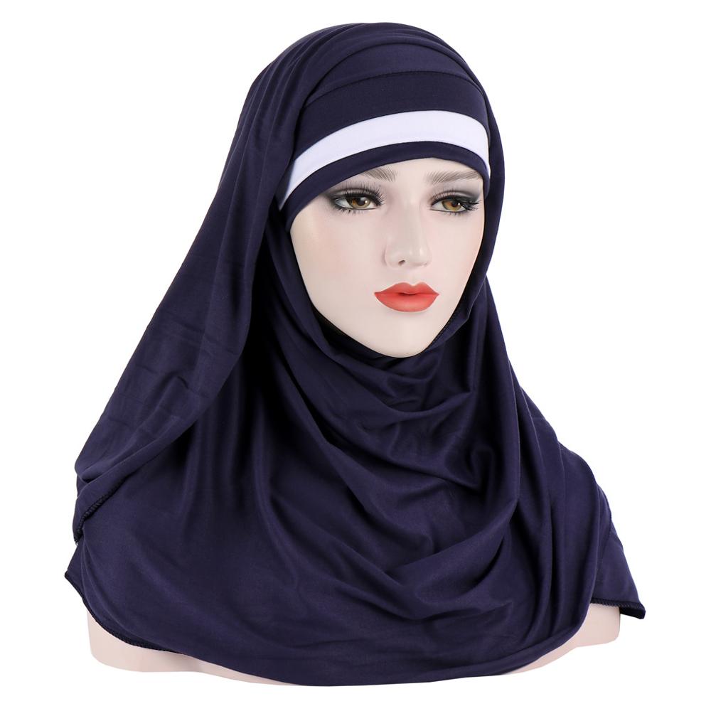 Bufandas musulmanas de dos colores para mujer, hiyab de doble bucle, bufanda deslizante, para tirar sobre el crepé, práctica bufanda estilo chal, novedad de