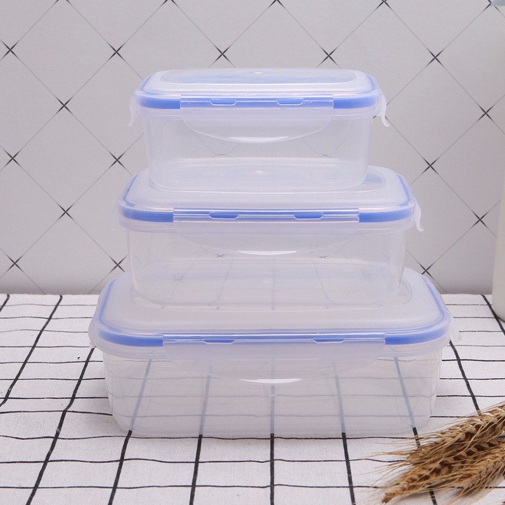 1 PC 380/650/1100ml Plastic Rectangle Kitchen Storage Box Fruit Food Storage Container Lunch Box Airtight Seal With Lid C42