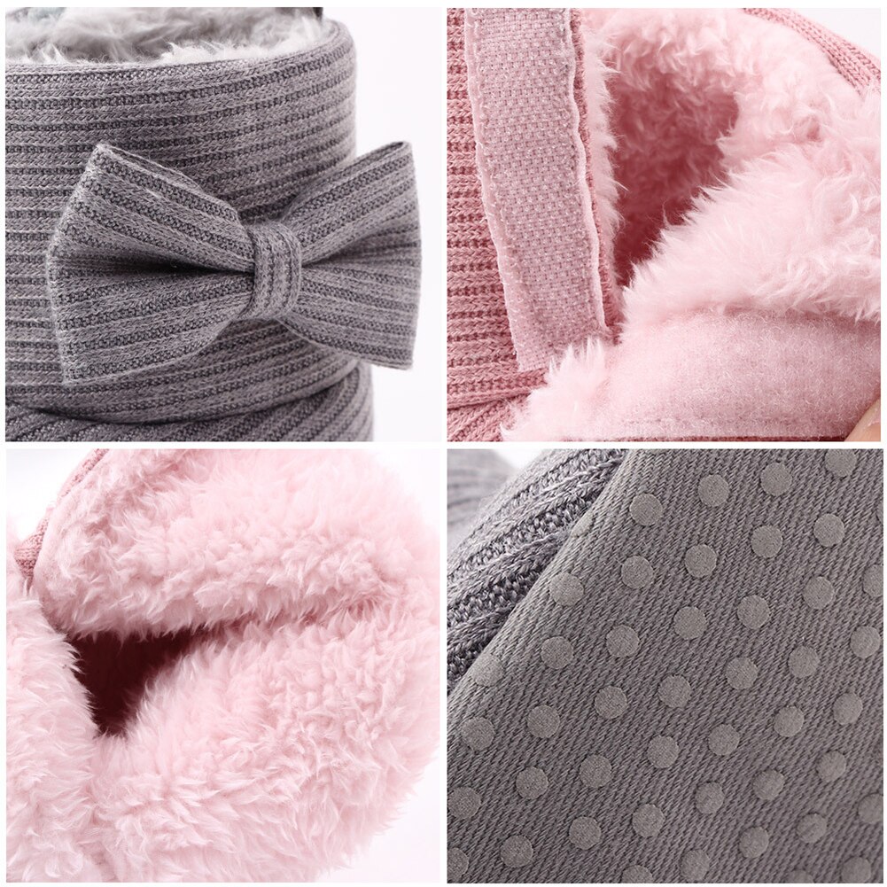 Pasgeboren Peuter Baby Meisjes Jongens Snowboots, zachte Zool Antislip Crib Schoenen Winter Warme Gezellige Strik Booties Winter Warm