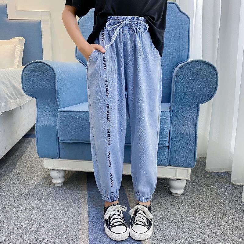 Teenagepiger sommer jeans efterår bomuld denim børnetøj afslappet lange bukser småbørn børn bukser teenager tøj 13 14: 11t