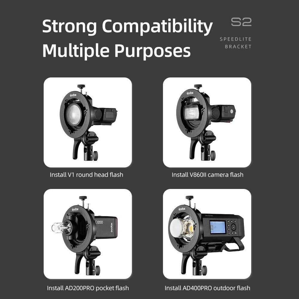 Yiwa S2 S-Type Speedlite Bracket Plastic Portable for Godox V1∕V860II∕AD200∕S r30