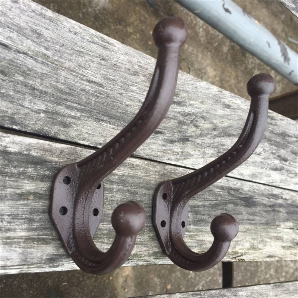 Vintage Style Cast Iron Wall Coat Hooks Hat Hook Hall Tree 4 1/2" Brown (One Piece)