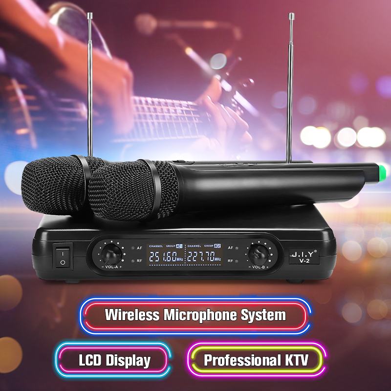 Wireless Microphone System 2 x Microphones High-fidelity Reproduce 100M True Voice Voice Compression Large Receiving Range