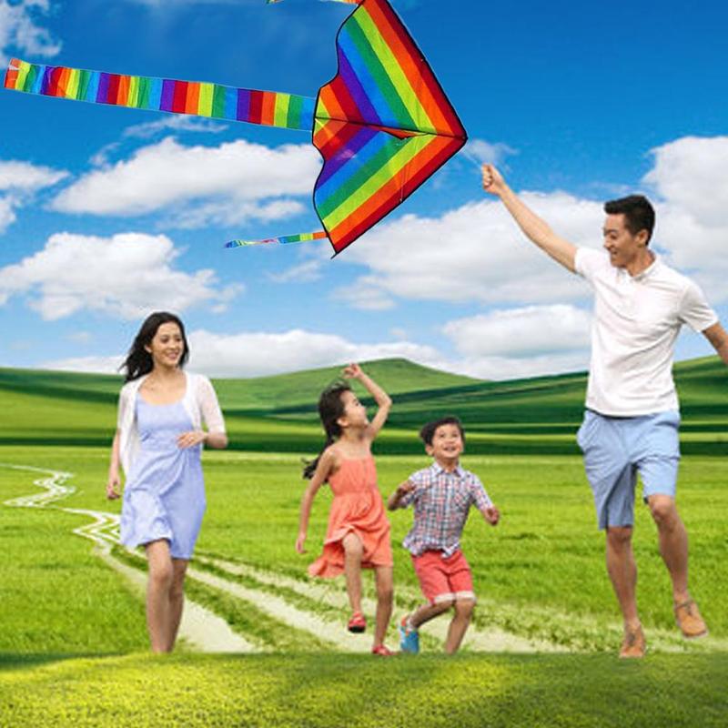 freundlicher Spielzeug Drachen Bunte Regenbogen Streifen Von Lange-angebunden Tuch Mit 30m Drachen Linie