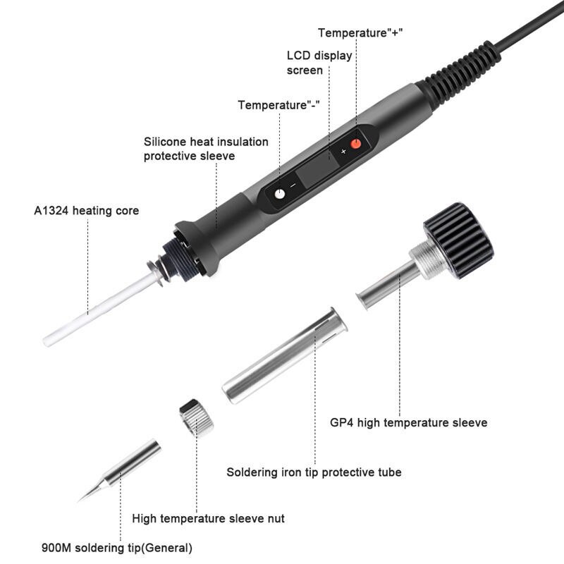80W Digitale Elektrische Soldeerbout Kit Set Elektrische Lasapparaat Temperatuur Verstelbare Keramische Heater Solderen Tip Rework