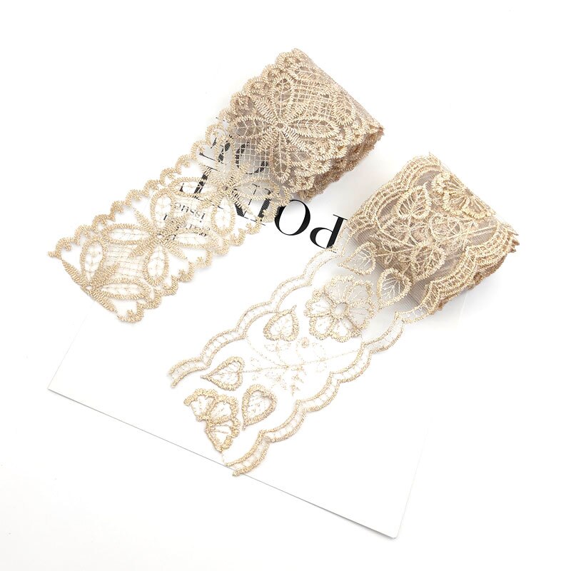 Ruban africain en dentelle brodée de 7 à 8CM de large, 1Yard, fil doré, bricolage, accessoires de cheveux faits maison