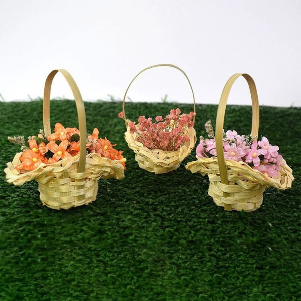 Cestas de flores trenzadas, suministros de , Mini cesta de tejido, embalaje, decoración del hogar, oficina, cestas de mano, evento de Picnic