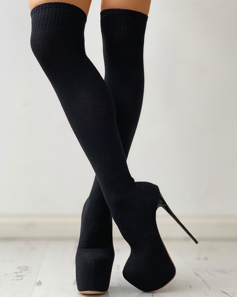 Botas de salto fino coxa alta meia botas até o joelho sobre o joelho botas sexy vestir plataformas botas
