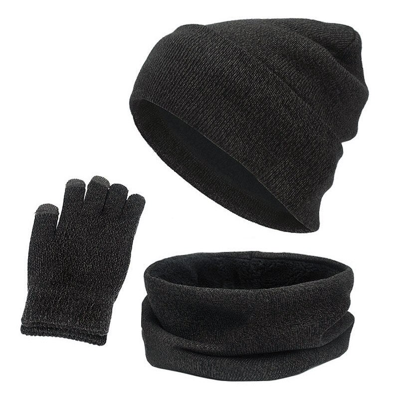 Pluss fløyels skjerf lue hanskesett varme luer berøringsskjerm hansker lue dame hansker sett luer gorras hombre panser caps menn: 6