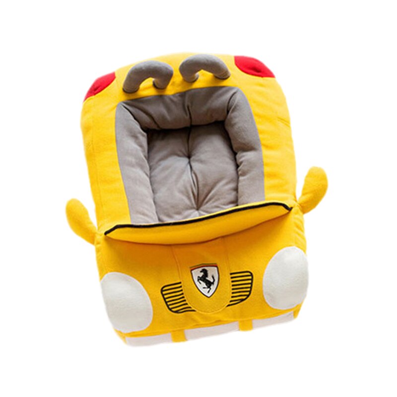 Luksus katt hund bil senger for små hunder vinter varm valp kjæledyr reir hus seng sove maskoter kennel pute cama para cachorro: Gul fll