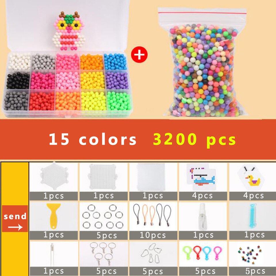 Dollryga diy perler sett 3d cuentas hama perler 5mm 4400 stk pegboard aqua perlen puslespill til gutt armbånd veving bånd jente: 3200 stk