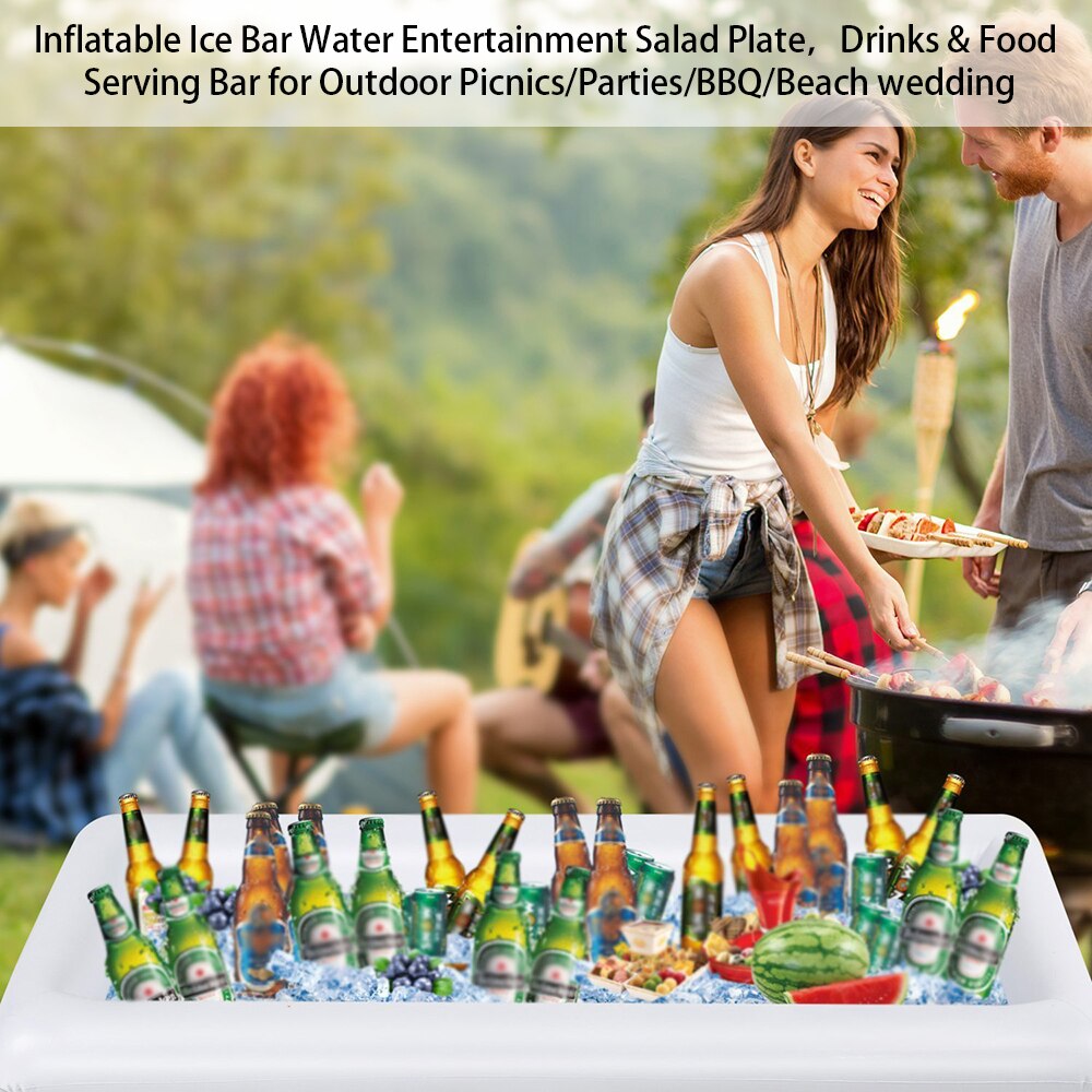PVC Inflatable Ice Bar Water Entertainment Salad Plate Stand Outdoor Ice Bucket Bar, Drinks & Food Serving Bar for Outdoor
