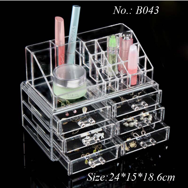 Heldere acryl make-up opbergdoos, nagellakrek, lippenstift, cosmetica opbergdoos, make-up kwast, make-up organizer