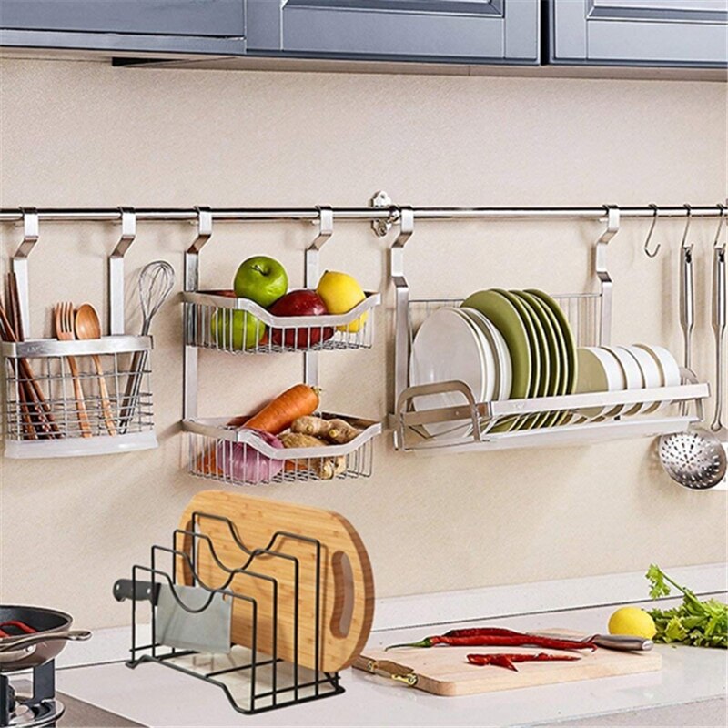 Pot Lid Rack Kitchen Organizer Dish Rrain Rack Spoon Holder Shelf Cutting Board Rack Pan Cover Stand Kitchen Accessories