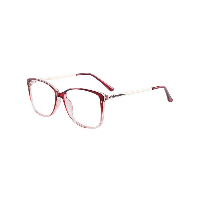Gafas de montura completa TR90 para mujer, anteojos de cara delgada con forma cuadrada Retro, con luz azul, para Miopía: Rojo