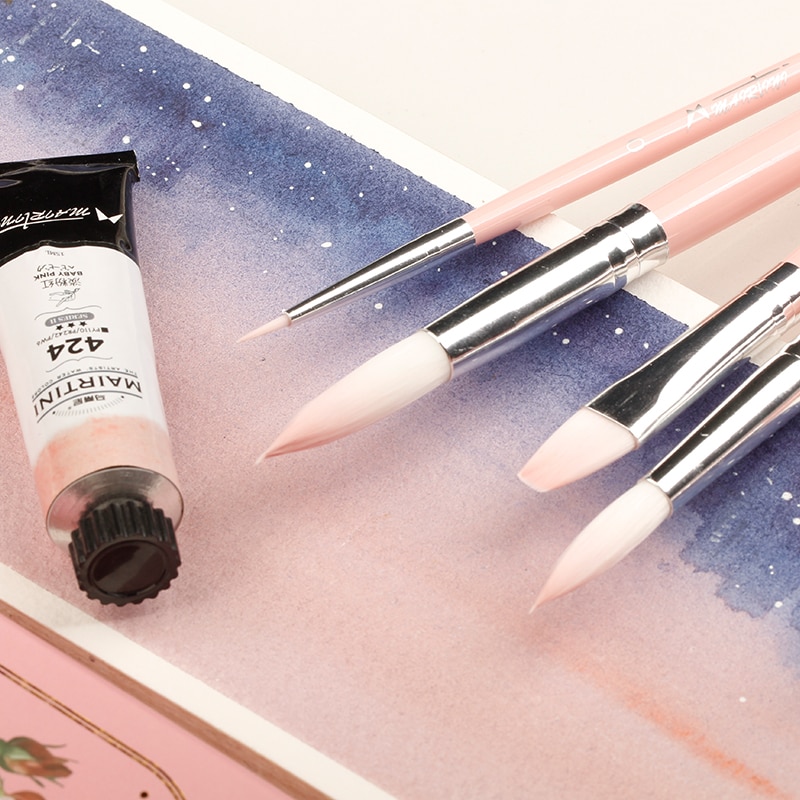 6Pcs Paint Brush Set Watercolor Drawing Painting Brush Pen Art Supplies Pink Girl