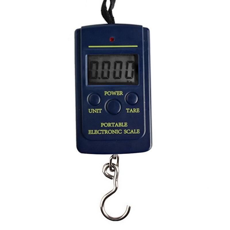 40Kg X 10G Mini Digitale Weegschaal Voor Vissen Bagage Reizen Weging Steelyard Opknoping Elektronische Haak Schaal, keuken Gewicht Tool: Blue without light