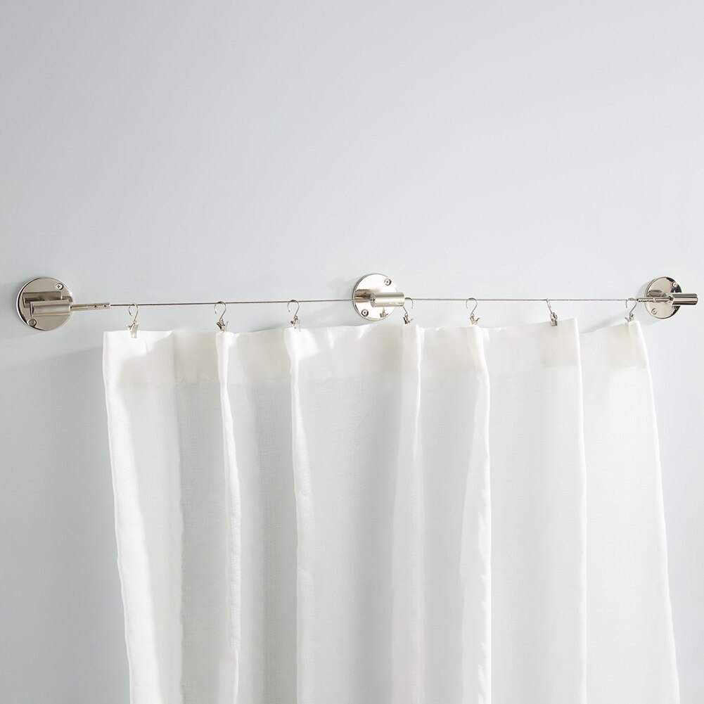 5M Stainless Steel Curtain Tension Wire Hanging Clothesline Wire Practical Curtain Wire Curtain Tension Wire Pincer Clips Net