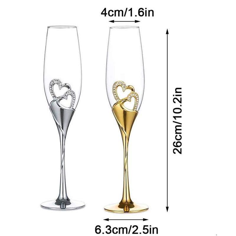 Gold Crystal Champagne Glas Bruiloft Roosteren Fluiten Drink Cup Party Huwelijk Wijn Decoratie Cups Voor Partijen 2 Stks/set