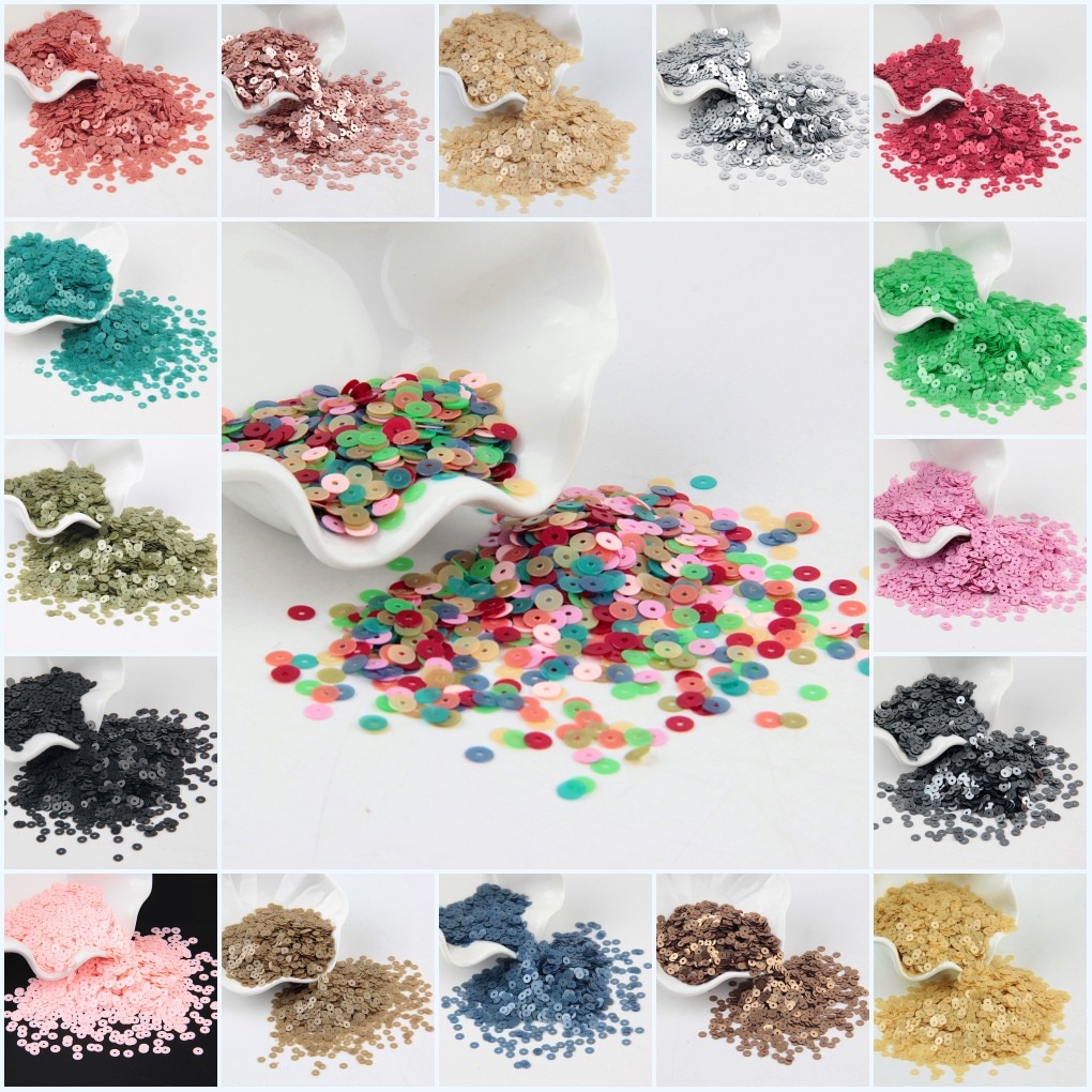 Paillette 4mm mat Sequin Pvc plat rond mat vernis Paillettes couture mariage artisanat femmes vêtements accessoires 20g
