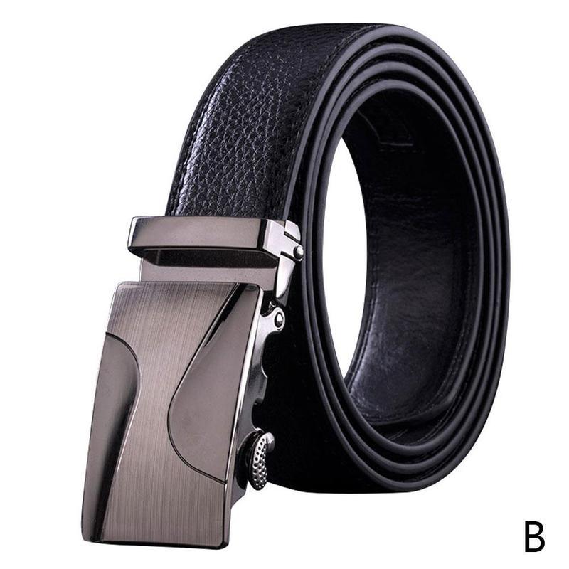 1 Pcs Men's PU Belt Automatic Buckle Buckle Belt Belt Leather Metal Buckle Belt Men's Automatic Buckle Belt