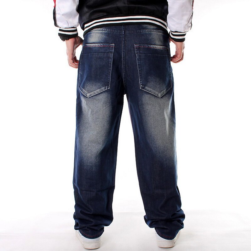 Mænd denim bukser løs streetwear hip hop afslappet skateboard jeans brev broderi baggy jeans bukser til mænd plus størrelse bukser