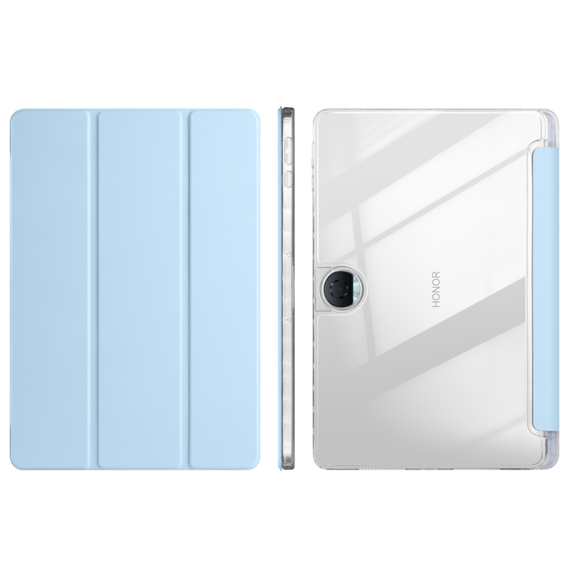 Étui en cuir à trois volets pour Honor Pad 9 12.1 ", coque de tablette à support arrière rigide, étui en acrylique transparent avec porte-stylo, 12.1: WHITE