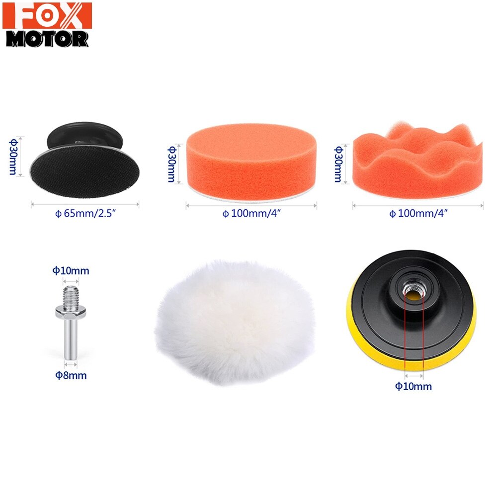 Kit de tampon de polissage 8 pièces ensemble de tampon de polissage manuel poignée de pince de mousse de cirage de 4 pouces kit de correction de peinture de forage