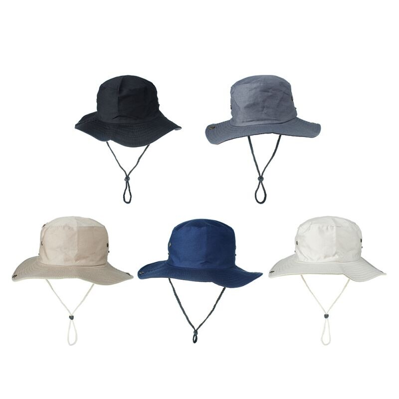 Big Brim Summer Men Women Fisherman Hats Sun Beach Caps Protection Bucket Hat With String Fisherman Caps Unisex Rashguard