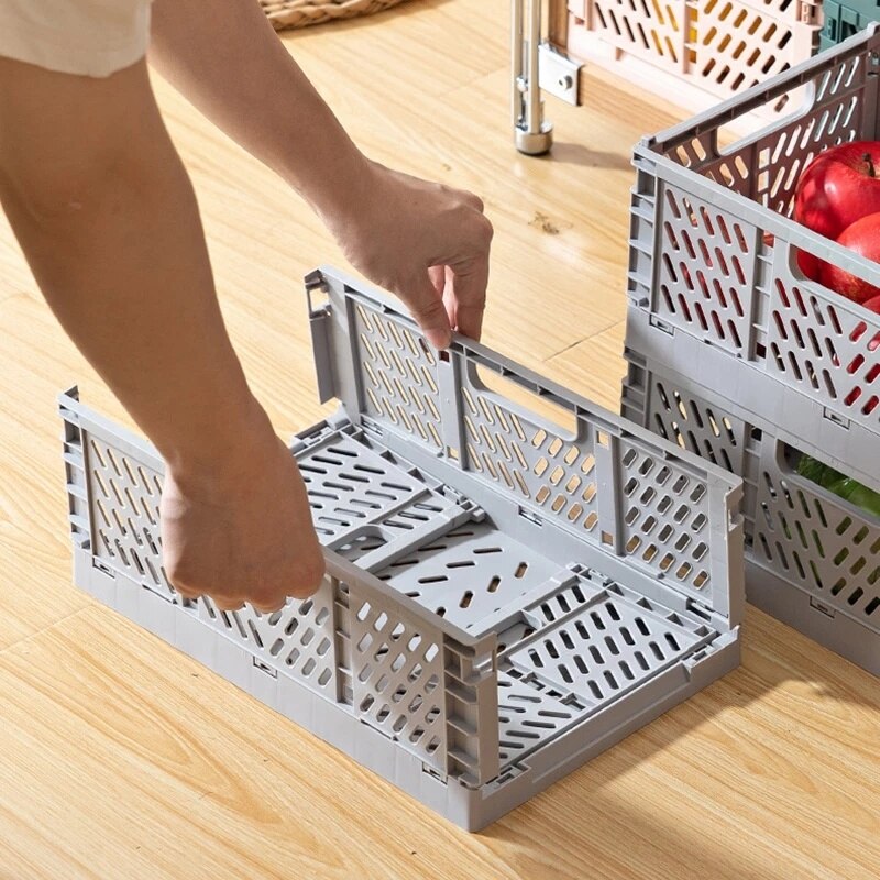 High Capacity Foldable Plastic Storage Basket Utility Cosmetic Container Desktop Home Kitchen Warehouse Storage Baskets Box