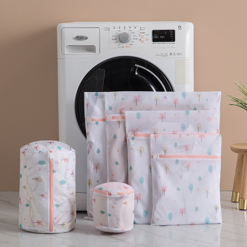 Wäschesack, feinmaschig, niedlich bedruckt, Waschbeutel für Waschmaschine, Kleidung, Organizer, Unterwäsche, BH, sauberer Korb, mehrere Größen: Grün