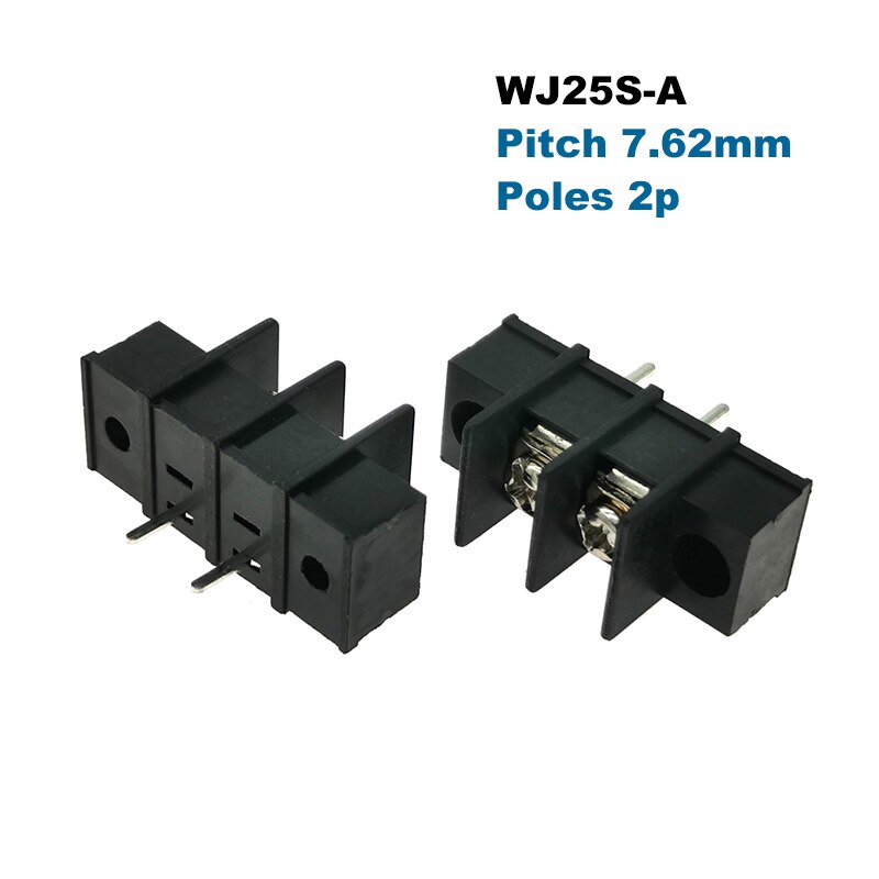 10Pcs Pitch 7.62mm Barrier PCB Screw Terminal Block Bornier Straight 2/3Pin Morsettiera Wiring Cable Connector 15A 14AWG 2.5mm2: WJ25S-A / 3P