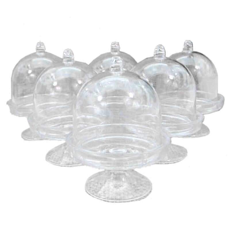 12x Mini Cake Stand Cupcake Box Wedding Party Plastic Bonbondoos: Clear