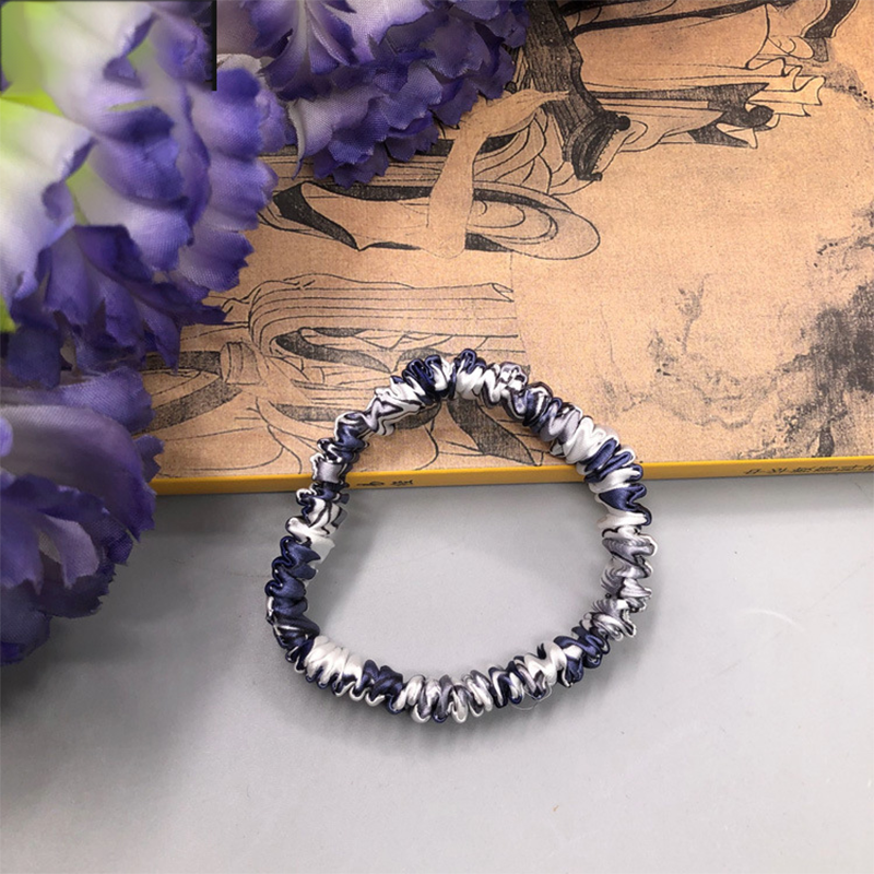 Silk Women's Hair Scrunchie Hairband 1cm wide Elastic Band Ponytail Holder Hair Accessories: Burgundy