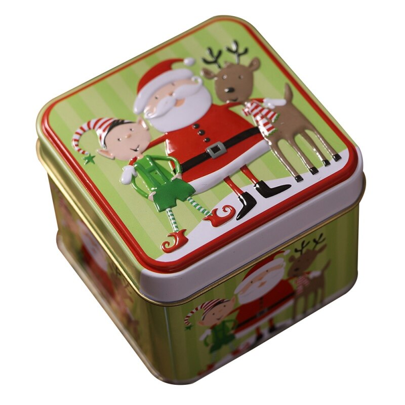 Embossing Tinplate Storage Container Metal Jars Empty Tins Candy Cookie Decorative Box Christmas: A