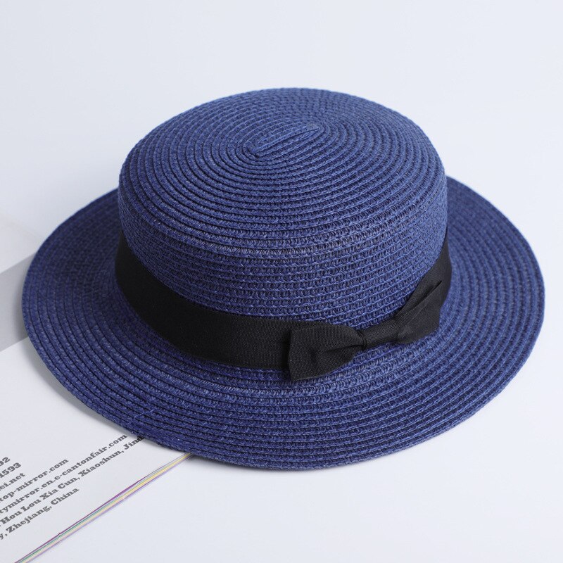 Sombrero de playa Simple de verano para mujer, sombreros casuales para mujer, corbata de lazo con borde plano, sombrero de paja para niñas, sombrero de Sol para deportes de natación, para adultos