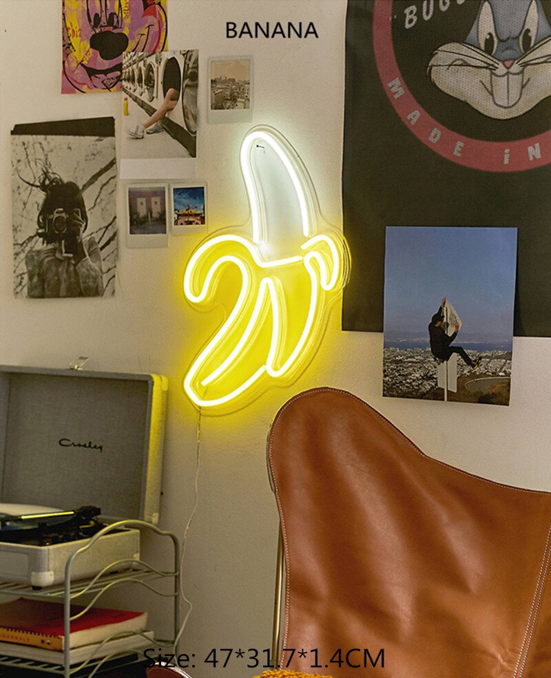 LED Neon Licht met Lampjes Sexy Teken Ijs Neon Geel Cool Licht Kerst Partij Bar Winkel Art wanddecoratie: banana