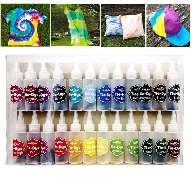 Tie dye kit textilfärger med gummiband tyg dekorera kallt vatten 24 färger kläder graffiti handarbete färgläggning  l0727