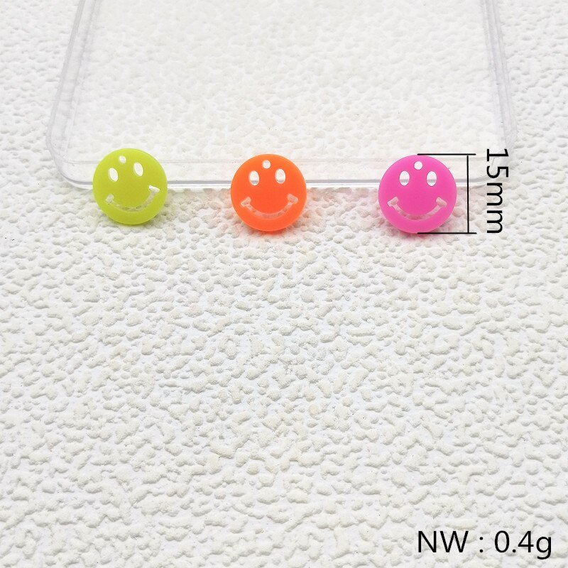 ! 15/25mm 100pcs Neon effect Smiley shape Charm for Ear DIY Making parts,Jewelry Accessories Findings & Component