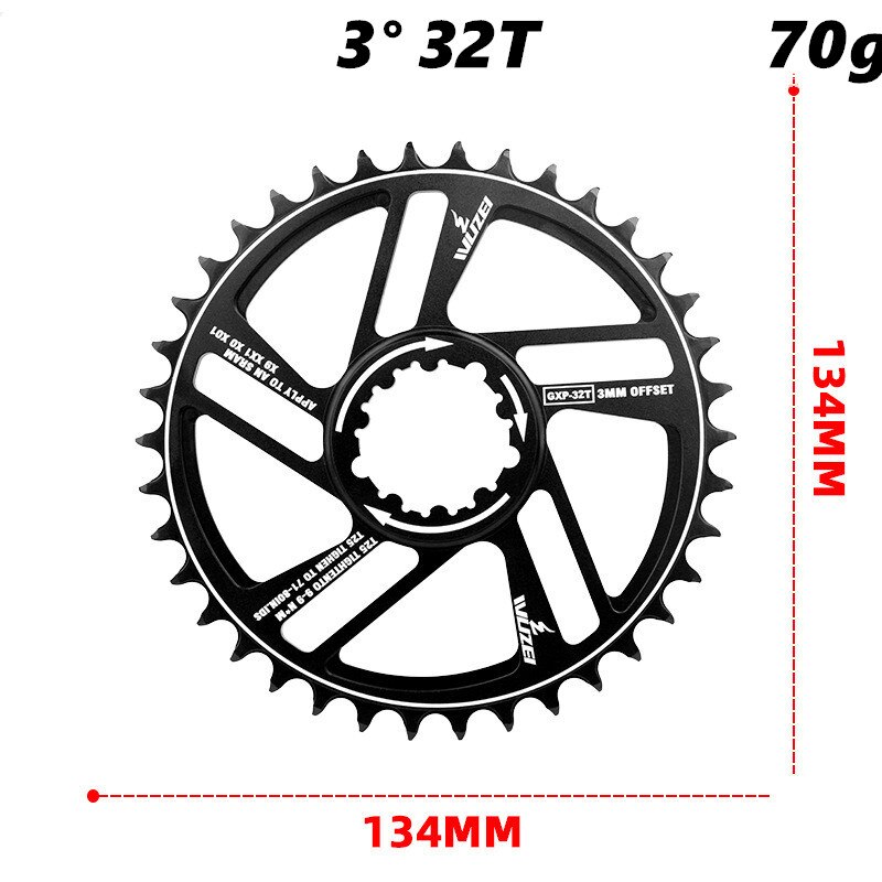 WUZEI-plato GXP para bicicleta de montaña, rueda de cadena para SRAM X9 XX1 X0, montaje directo Offset, 3mm, 30T, 32T, 34T, 36T, 38T, 40T, 42T: 3mm 32T