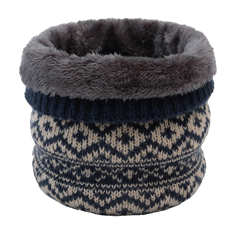 Gebreide sjaals outdoor ski klim sjaal snood sjaal dikke nekwarmer ringsjaal wintersjaal kraag sjaals plus fluweel: Marineblauw