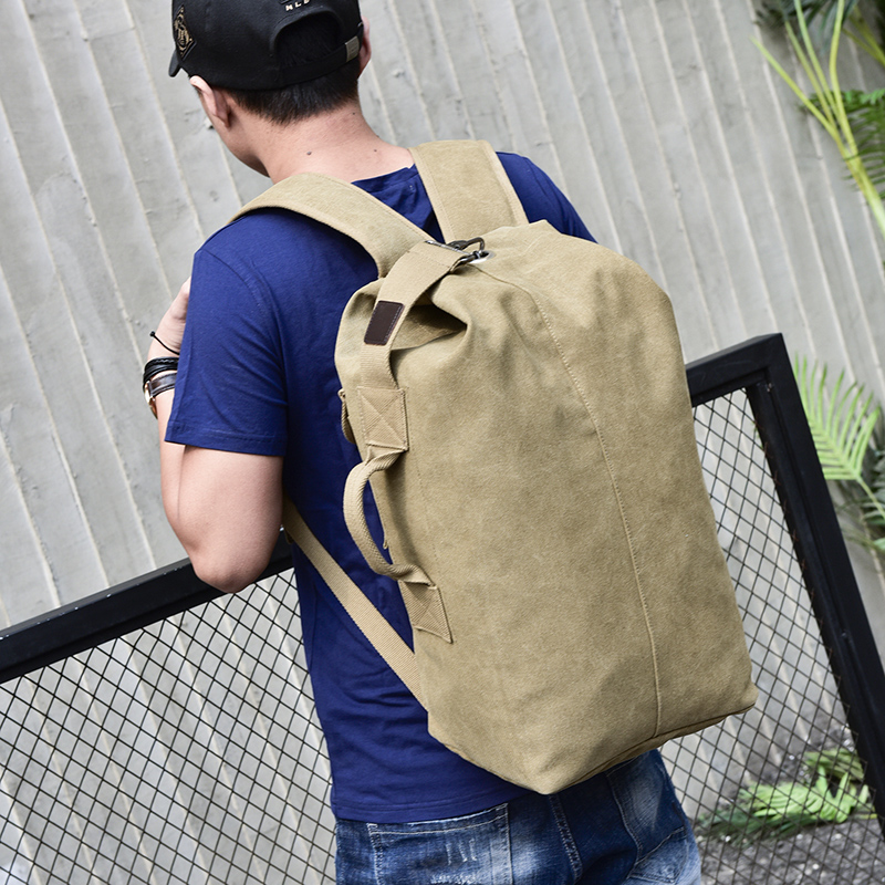 Mann Reise Rucksack Große Kapazität Bergsteigen Handtasche Leinwand Eimer Schulter Taschen Männer Rucksäcke