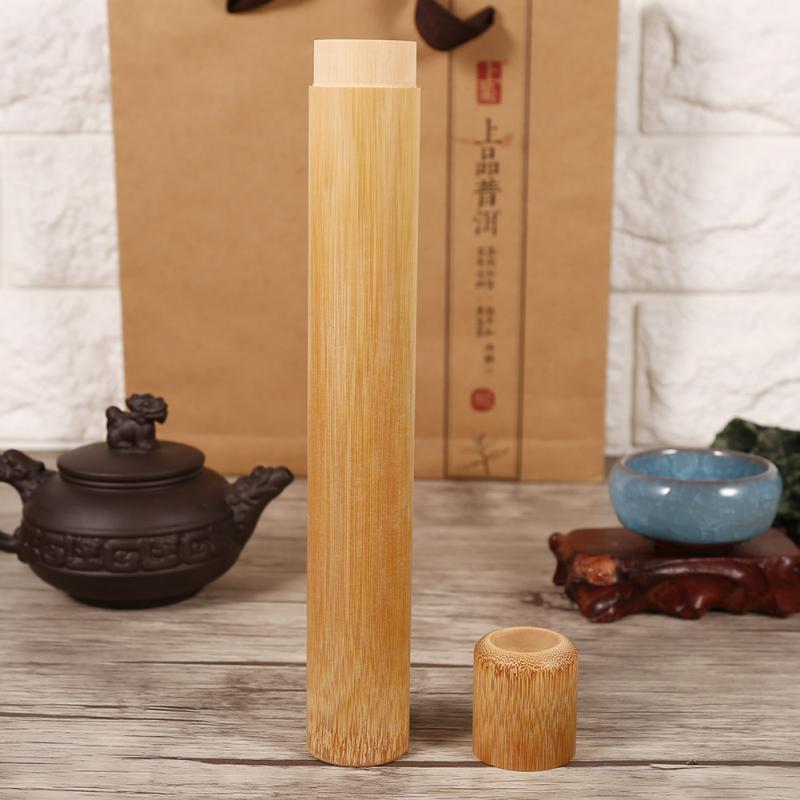 1Pcs Portable Round Shape Bamboo Tea Storage Box Handmade Natural Tea Jar Storage Holder Wooden Container With Lid: 2.5X23cm