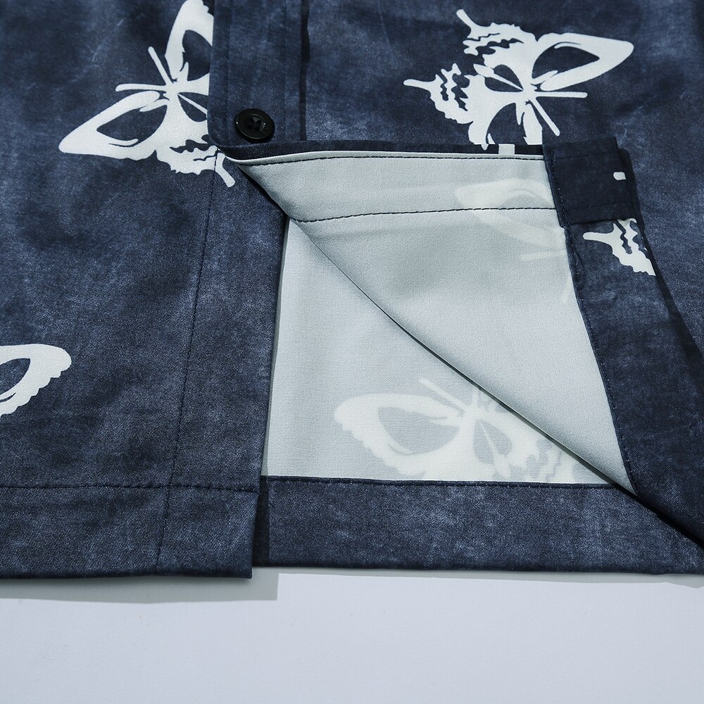 Gothic butterfly skjorte herre sommer toppe plus size herre bluse sort goth tøj oversized streetwear skjorter sommer
