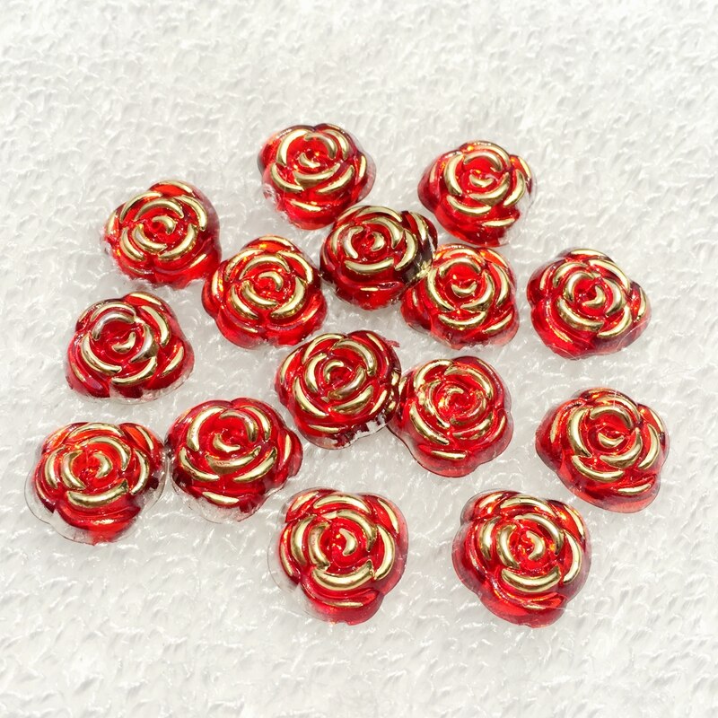 40 stk 15mm rose blomst harpiks krystal sten flatback rhinestone knap til diy håndværk tøj dekoration  -a40: A401