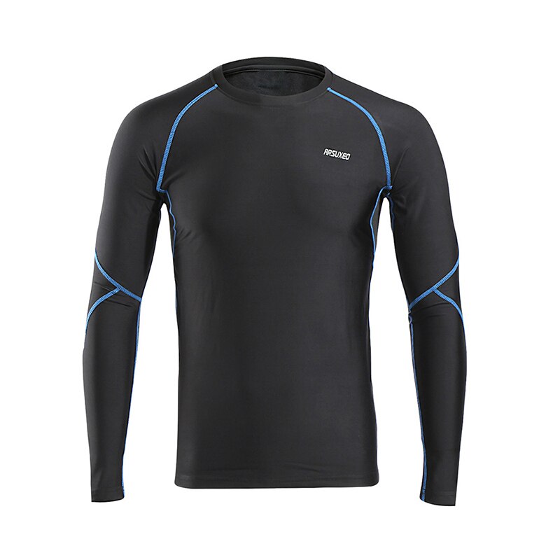 Arsuxeo mænd vinter kompression løbeskjorte langærmet sports løbetights fleece base layer workout gym skjorter toppe  u81s